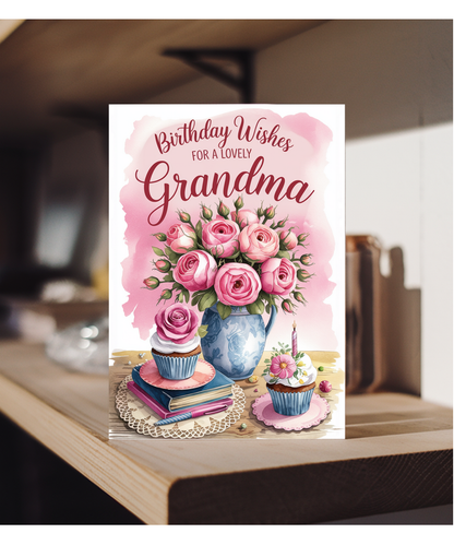 Birthday Wishes for a Lovely Grandma with Bouquet
