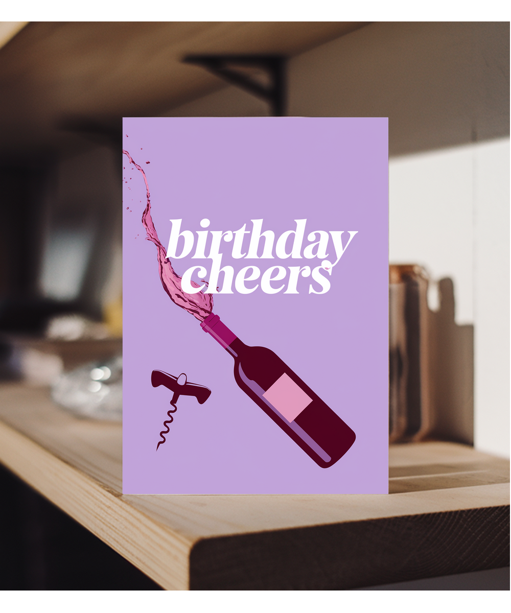 Birthday Cheers Card for her red wine