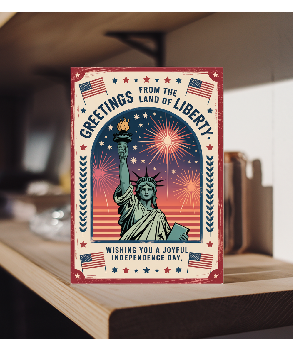 Greetings from the land of liberty frame