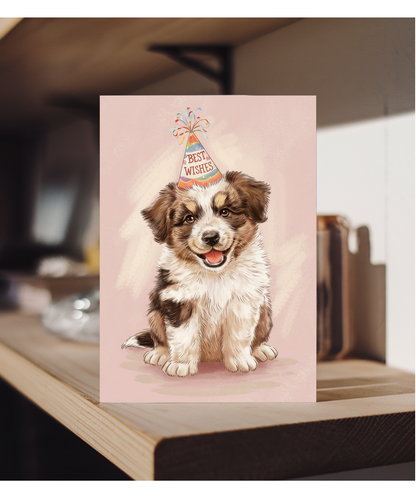 Best Wishes - Puppy with a Party Hat