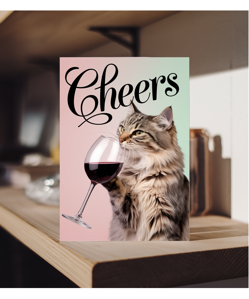 Cheers with Cat with a Glass of Wine