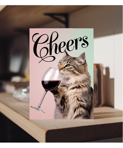 Cheers with Cat with a Glass of Wine