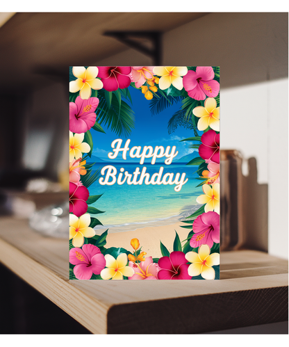 Tropical Flower Lei with Birthday Wishes