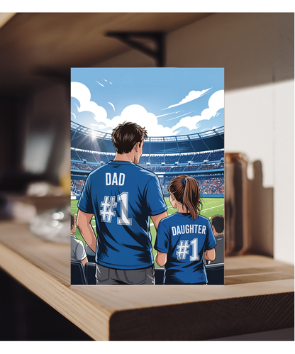 football dark blue number one dad and daughter