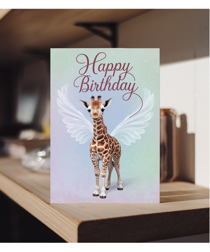 Birthday Card Giraffe With Wings