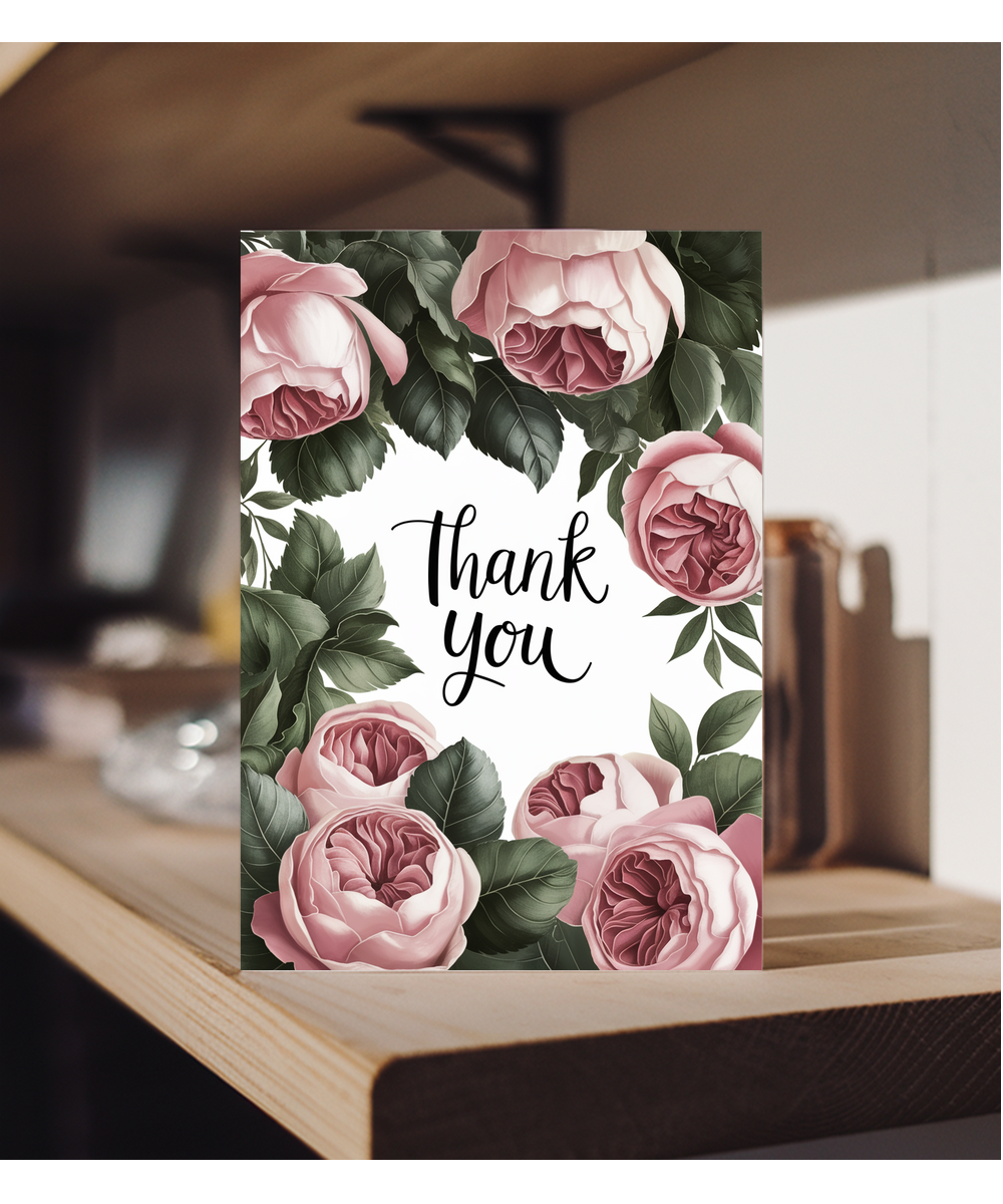 Thank You - Cabbage Roses and Foliage