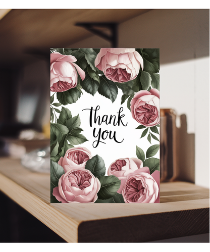 Thank You - Cabbage Roses and Foliage