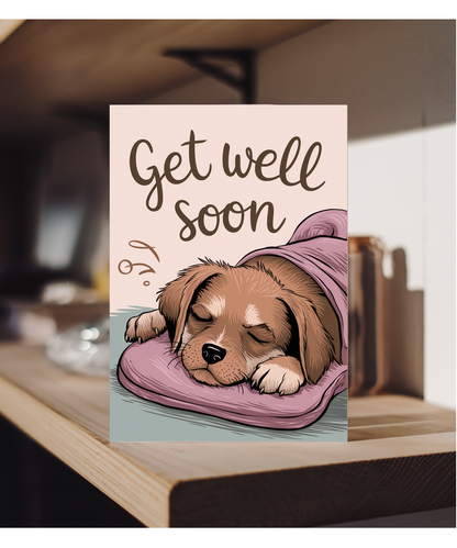 Get Well Soon - Puppy with a Hot Water Bottle
