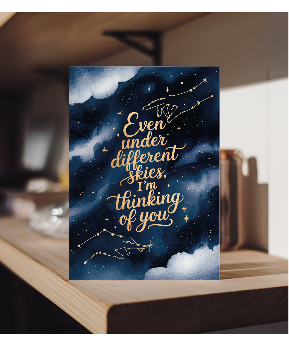 Thinking of You Card for Girlfriend Boyfreind Best Friend Under a Different Sky