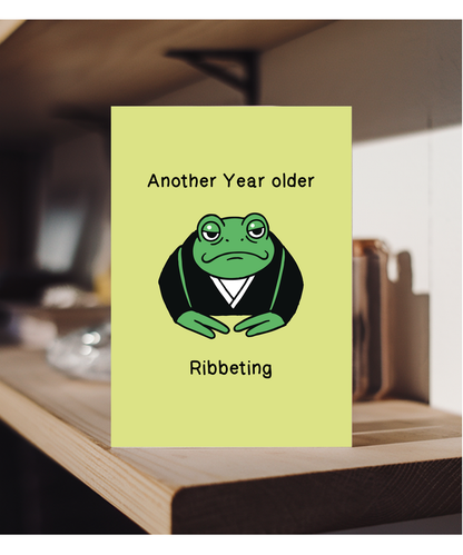 Funny Frog Birthday Card Another Year Older Ribbeting Pun
