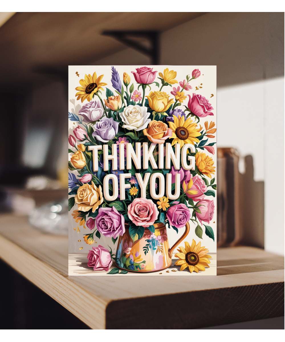 Thinking of You Card with Artistic Bouquet for Loved Ones