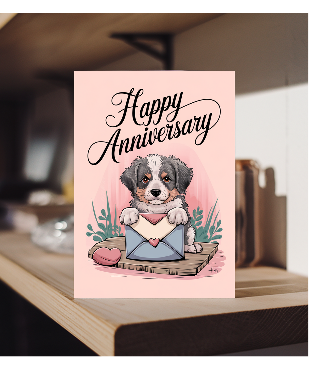 Happy Anniversary - Puppy with a Love Letter