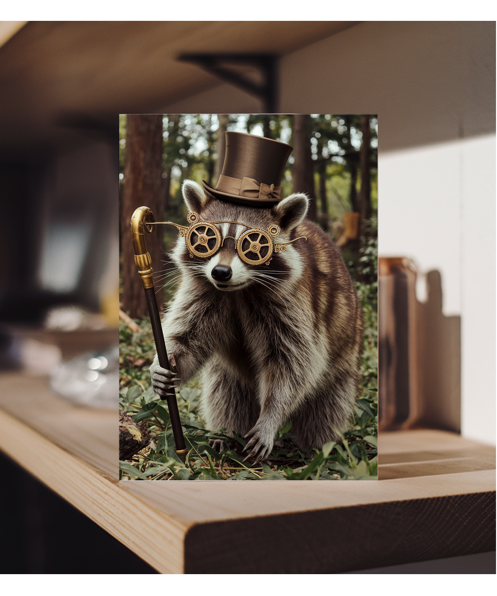 Raccoon in Steampunk Glasses