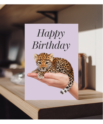 Birthday card Miniture leopard cute funny