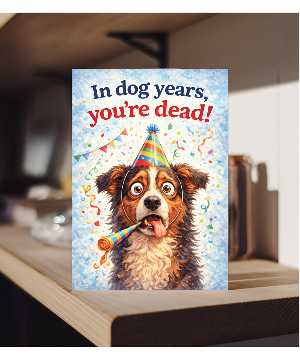 In dog years, you're dead! humorous happy birthday