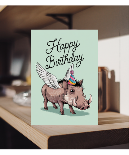 Birthday Card Warhog with wings