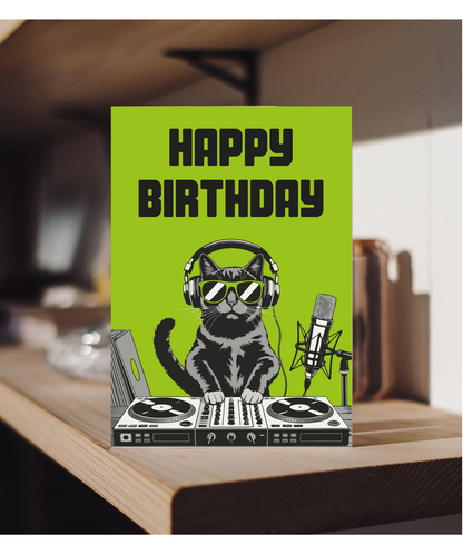 Happy Birthday Card for Him DJ Cat