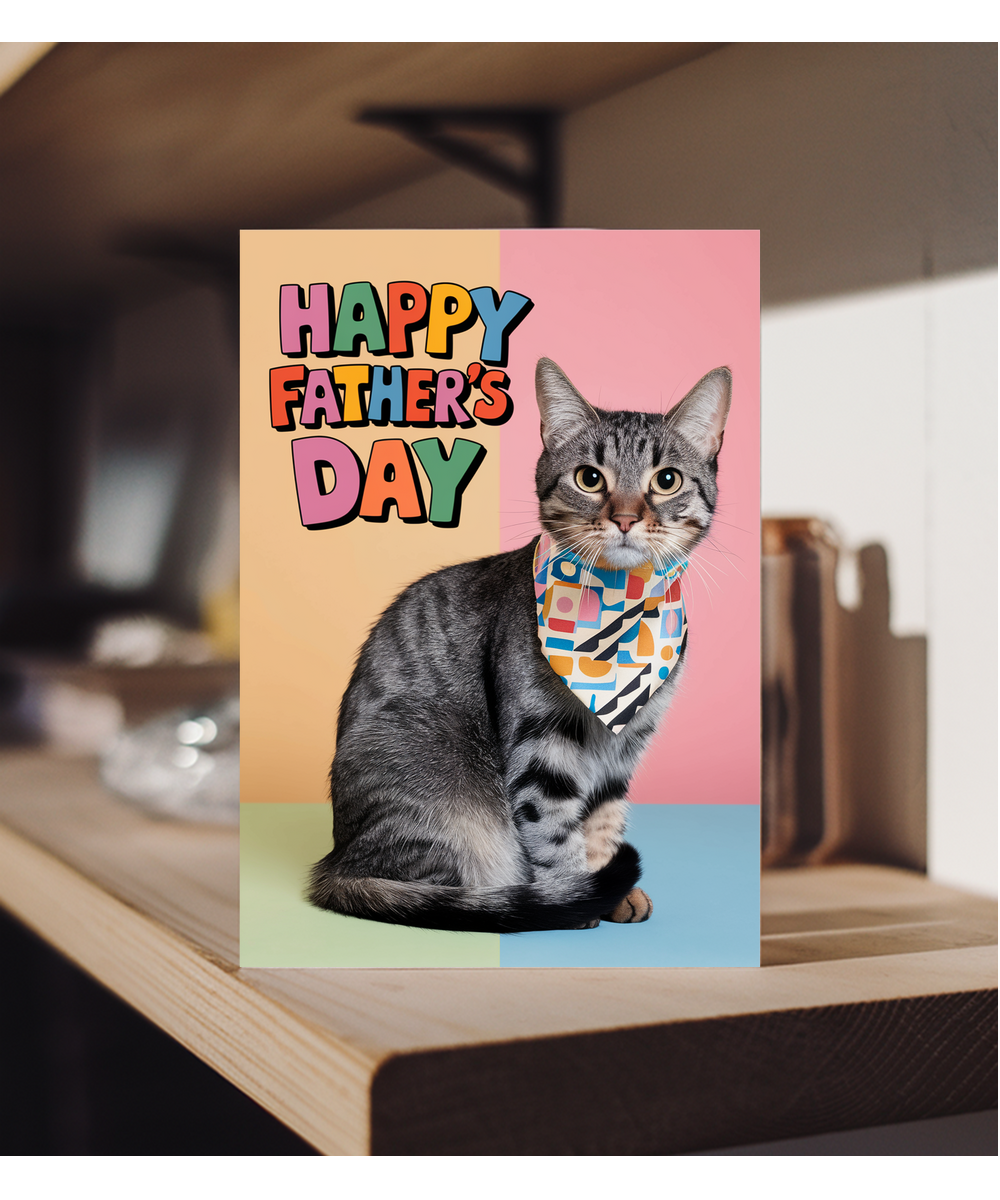 Happy Father's Day with Cat with a Tie