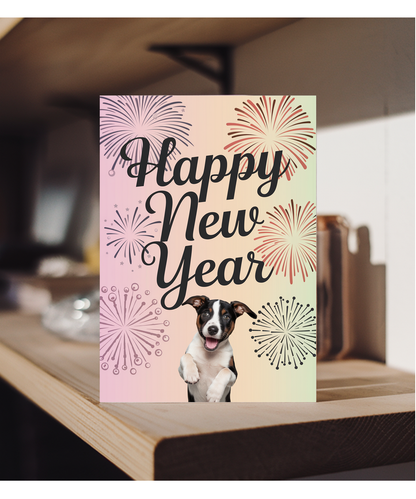 Happy New Year - Puppy with Fireworks