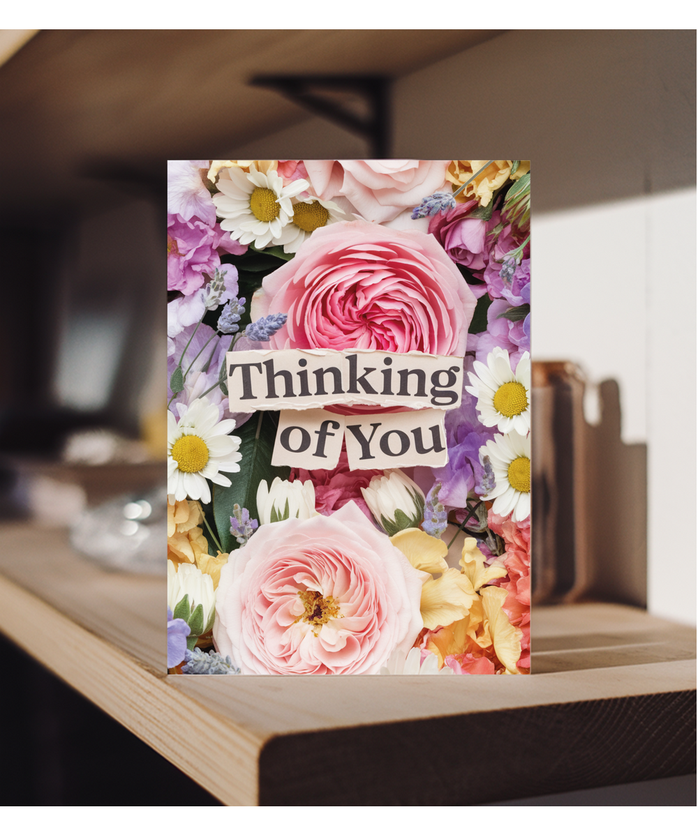 Thinking of You Card with Flower Bouquet for Wife Girlfriend Best Friend