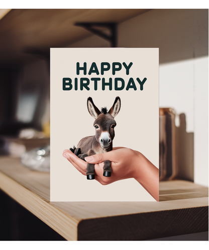 Happy Birthday Card Mini Donkey cute funny