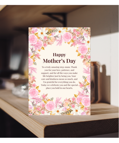 Happy Mother's Day to Step-mum floral heartfelt message