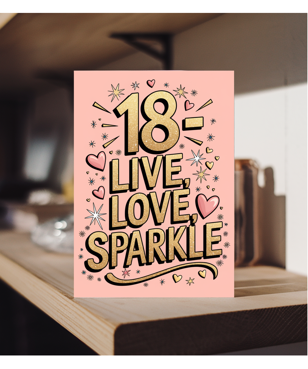 18th Birthday Card Live, Love, Sparkle for girl