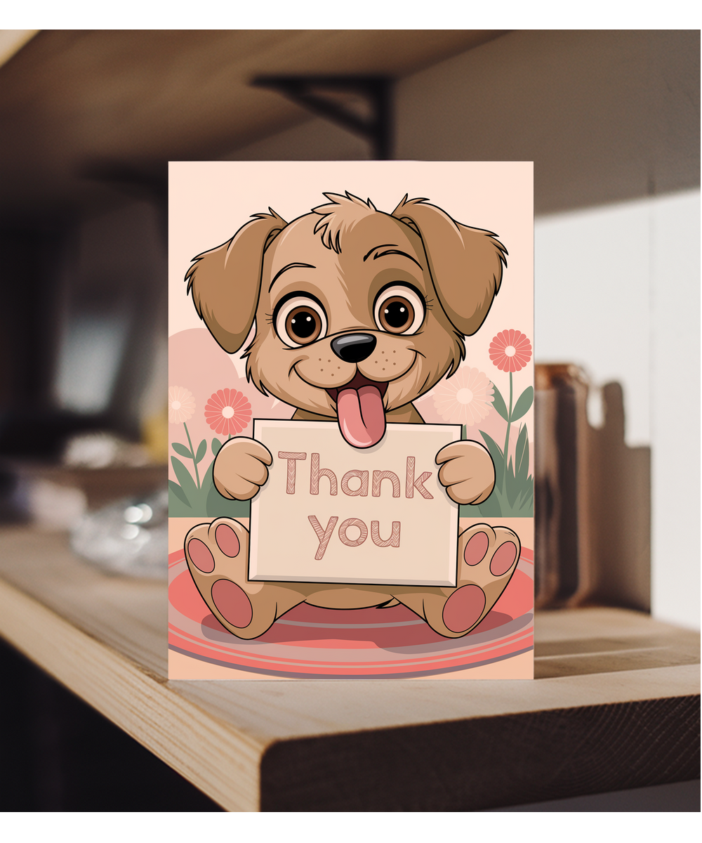 Thank You - Puppy with a Thank-You Card