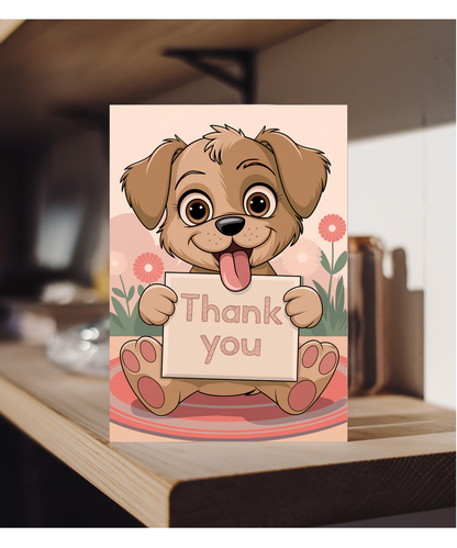 Thank You - Puppy with a Thank-You Card
