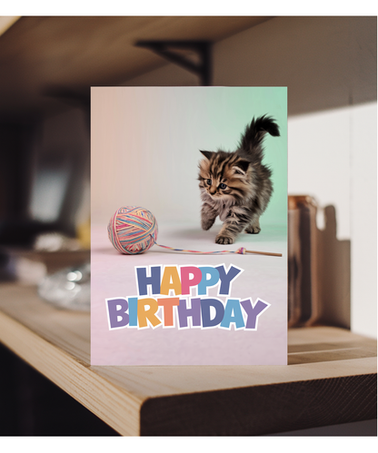 Happy Birthday with Playful Kitten