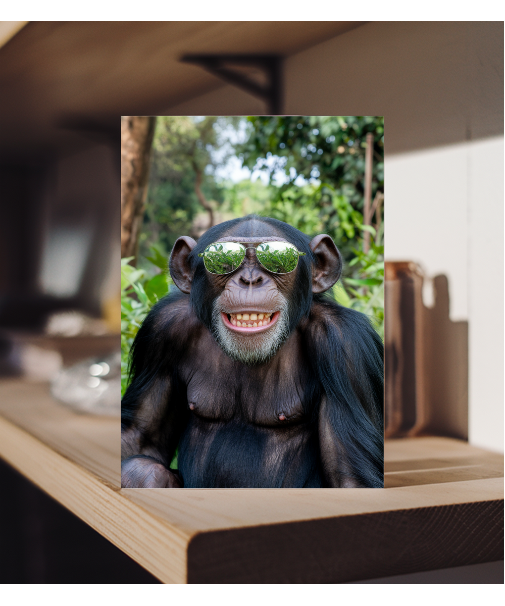 Chimpanzee in Reflective Glasses