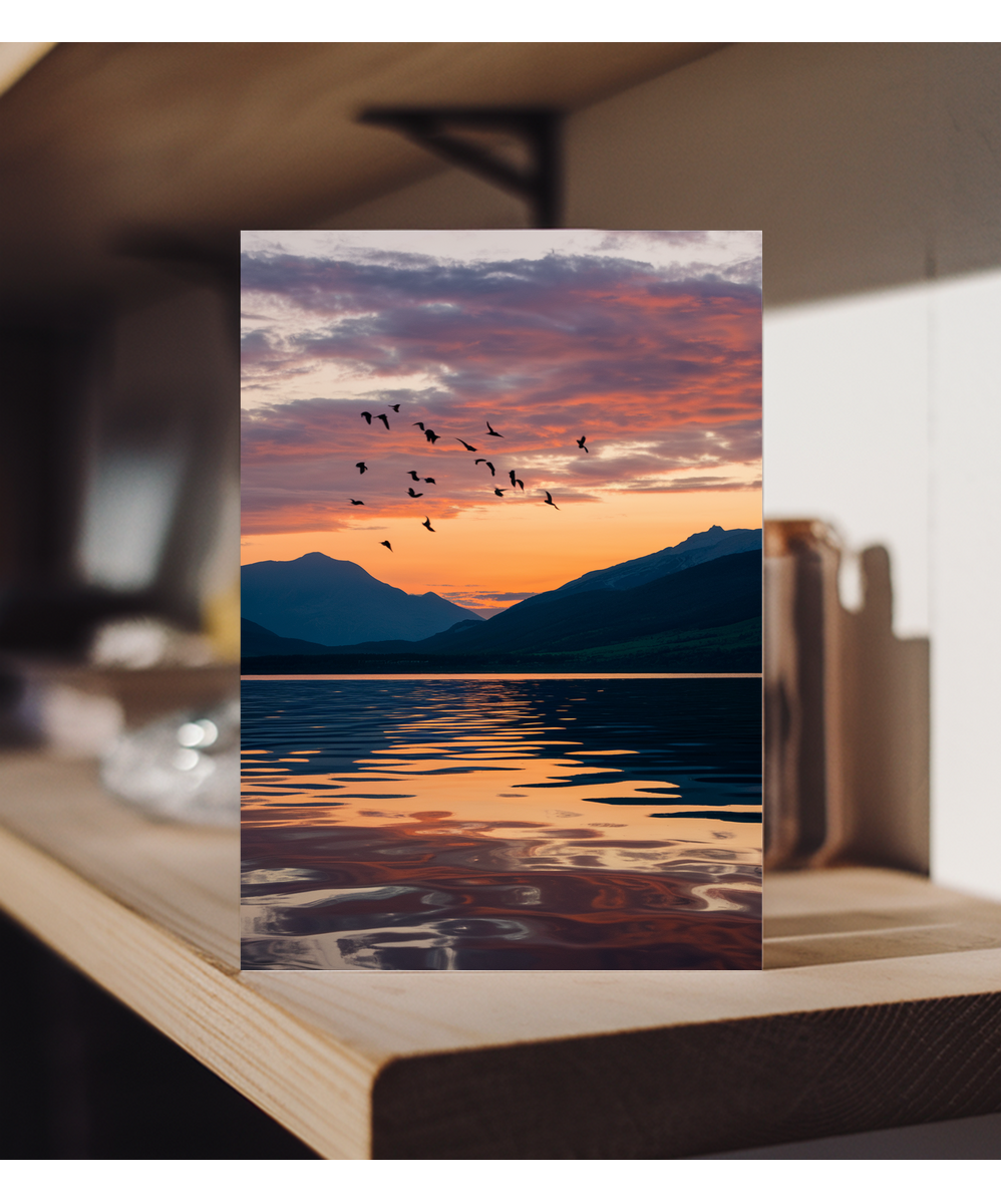 Sunset over a calm lake