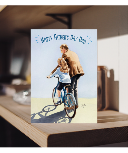 Happy Fathers Day Teaching Daughter to Cycle