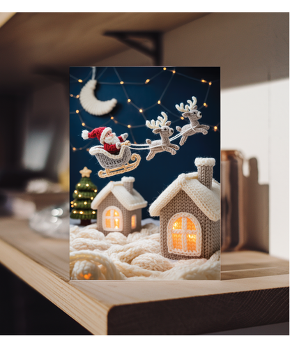 Knitted santa on his sleigh