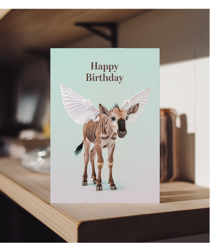 Birthday Card Wildebeest with wings