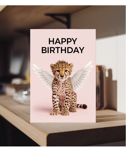 Birthday Card Cheetah With Wings