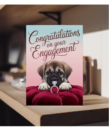 Congratulations on Your Engagement - Puppy with a Ring