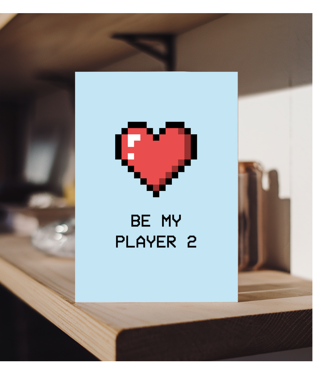 Valentines Card for Gamer Girlfriend Boyfriend Be My Player 2