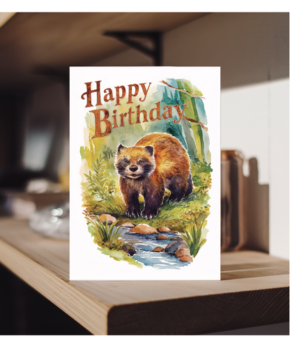 Happy Birthday cute wolverine watercolour