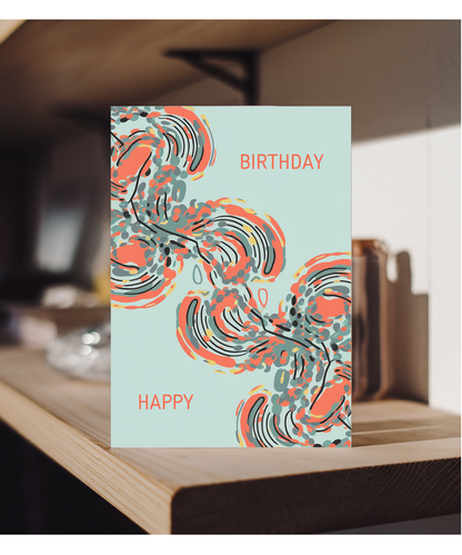 Happy Birthday Card for her pastel light blue