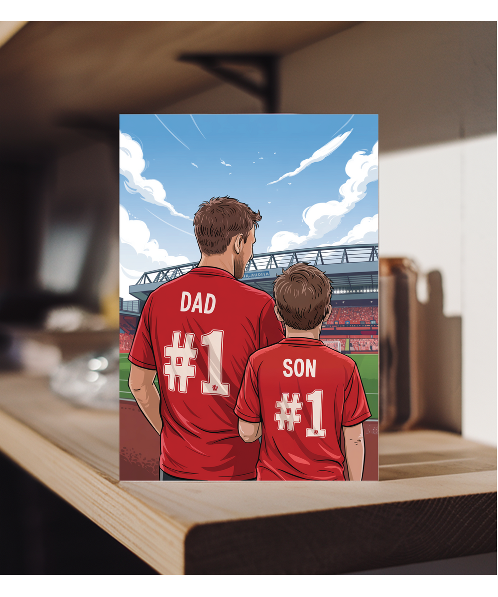 football red number one dad and son