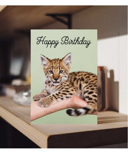 Birthday card Miniture wild cat cute funny
