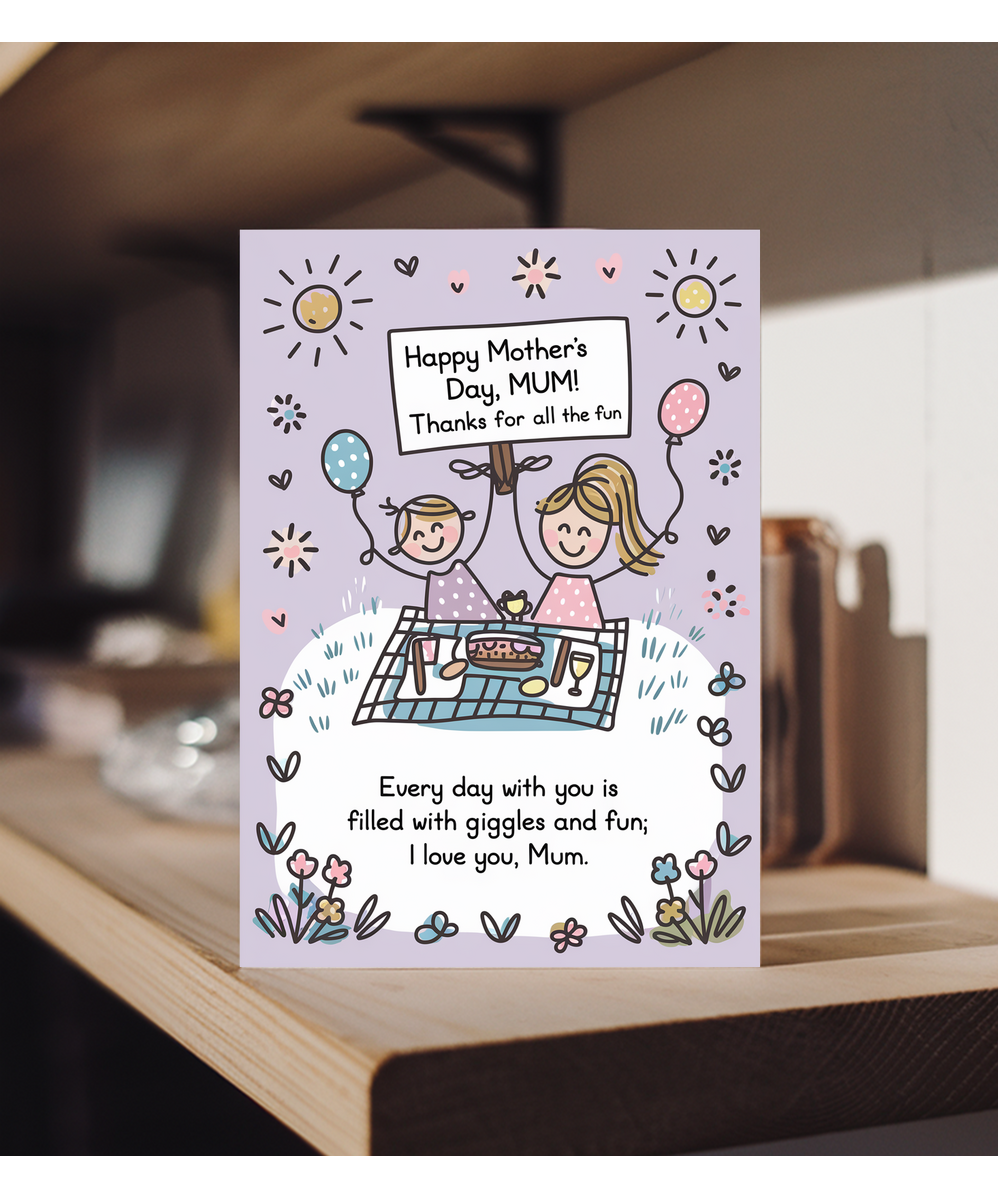 Mother's Day Card Mum Thanks for All the Fun from daughter