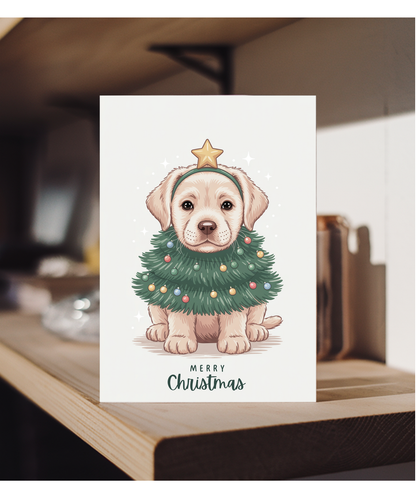 Labrador in christmas tree costume