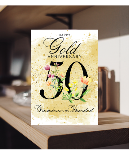 A5 Gold anniversary Grandma and grandad