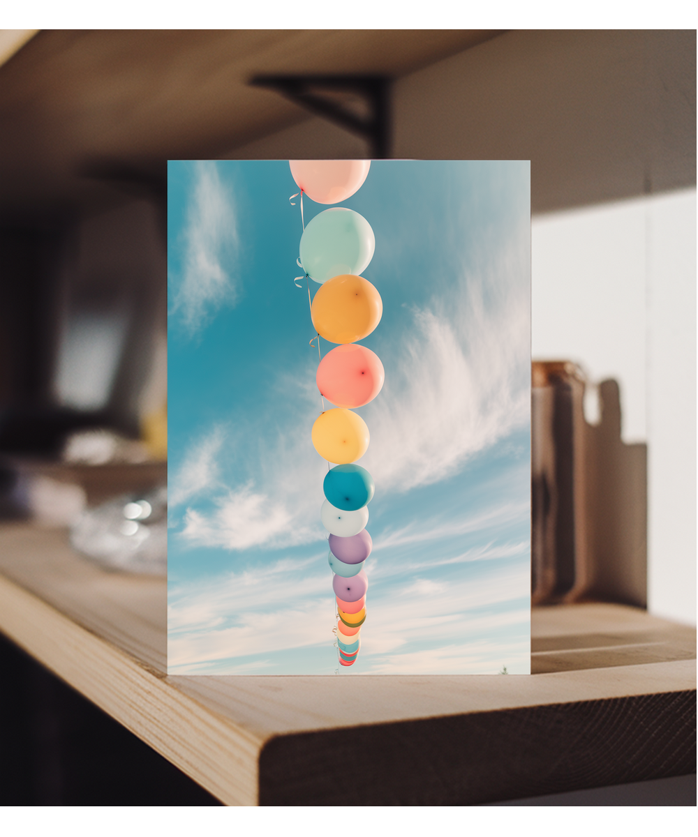 Rainbow Balloons Floating in the Sky