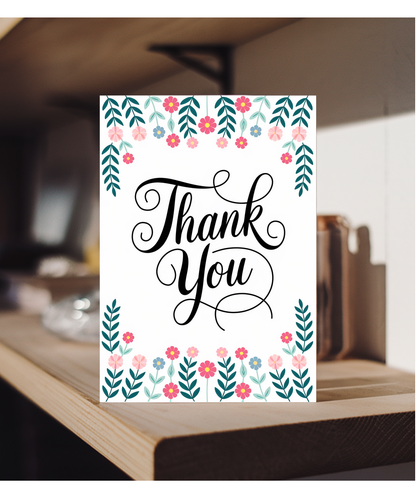 Thank You - Floral and Leaf Border