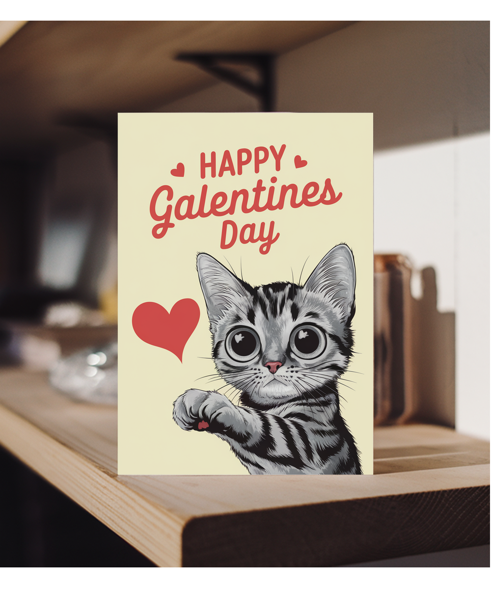 Happy Galentines Day Card Kitten cute love