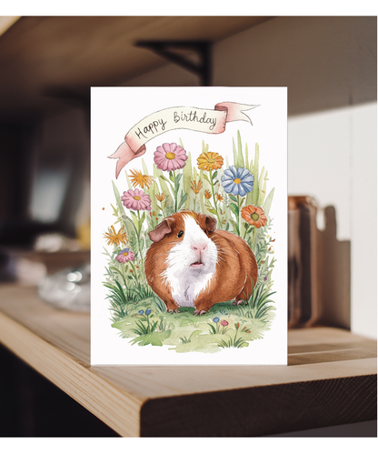 Happy Birthday cute guinea pig watercolour