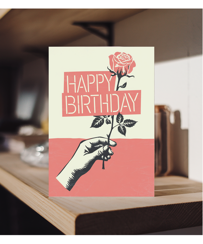 Happy Birthday Card Stencil Rose graffiti